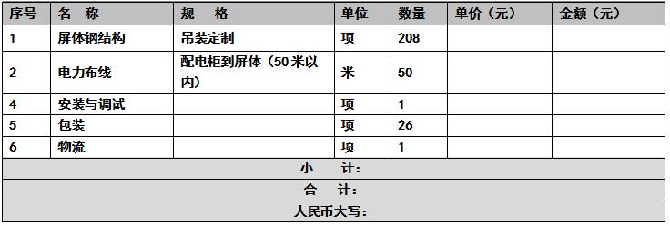 LED显示屏系统施工价值明细
